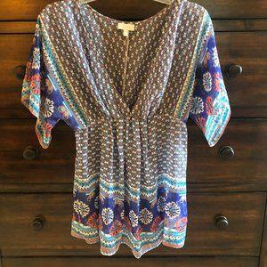 A Pea in the Pod Maternity Blouse White Blue Coral Small